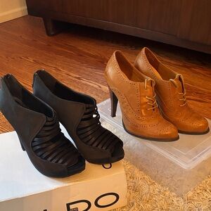 ALDO 2 for 1  Women's Black Strappy and Tan Lace-Up Heels